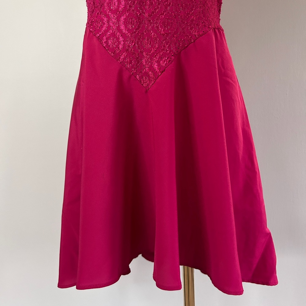 VINTAGE VAL MODE 90s Romantic Lace Basque Waist Red Slip Dress Valentines Size S - Picture 5 of 15